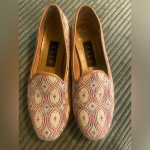 ZALO Women's Size 7 M Tapestry Shoes Geometric Slippers Loafers Made in Spain